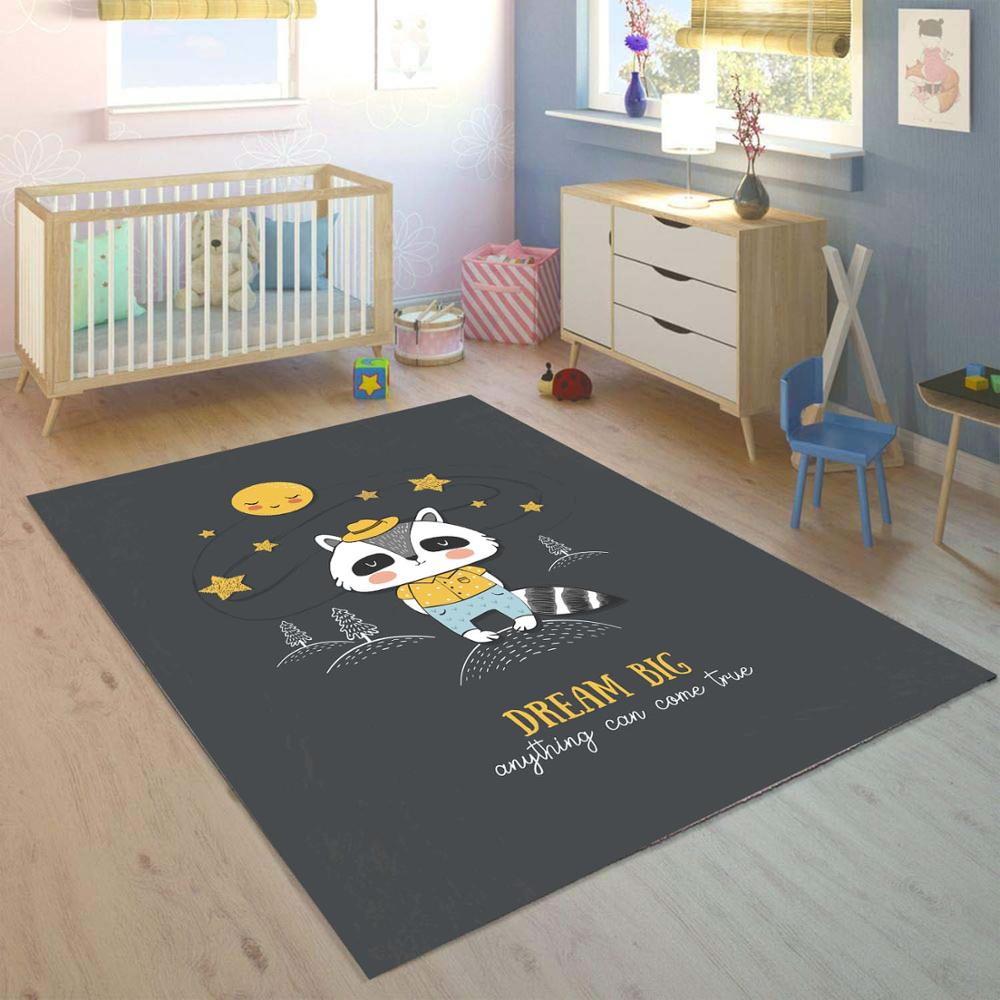 

Else Yellow Moon Stars Funny Animal 3d Print Non Slip Microfiber Children Kids Room Decorative Area Rug Mat, As pic