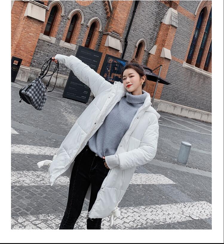 

2019 hiver femme mode chaud vêtements fermeture éclair manches longues chapeau long hiver veste femmes coton-rembourré chaud épa, Beige