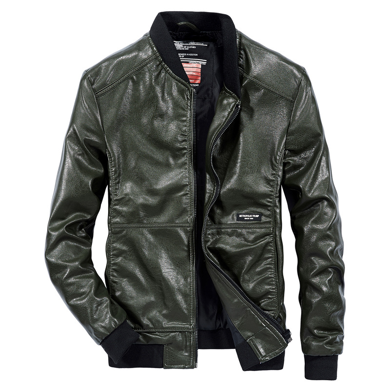 

Drop Shipping New Autumn Men Leather Jacket Slim Fit Stand Collar Jaqueta Couro Bomber Jacket Faux Leather Fur Coat AXP196, Black