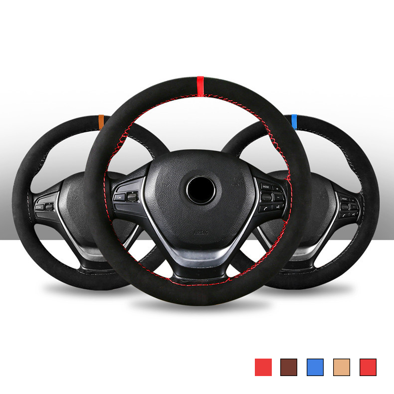 

38cm Universal Braid On Steering Covers Car Steering Wheel Cover With Needles And Thread Artificial Leather Auto Car Accessories
