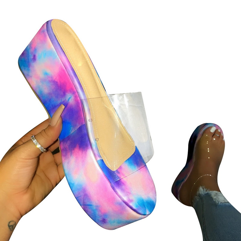 Waterproof Platform High Heel PVC Summer 2020 New Shoes Women Outdoor Beach Sandals Transparent Non-slip Durable Slippers Ladies