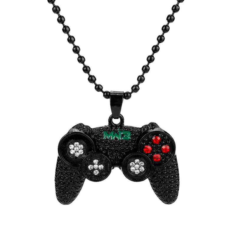 

Pendant Necklaces Gamepad Necklace Iced Out Game Controller Handle Rhinestone Beads Link Chain Hip Hop Gift For Lover