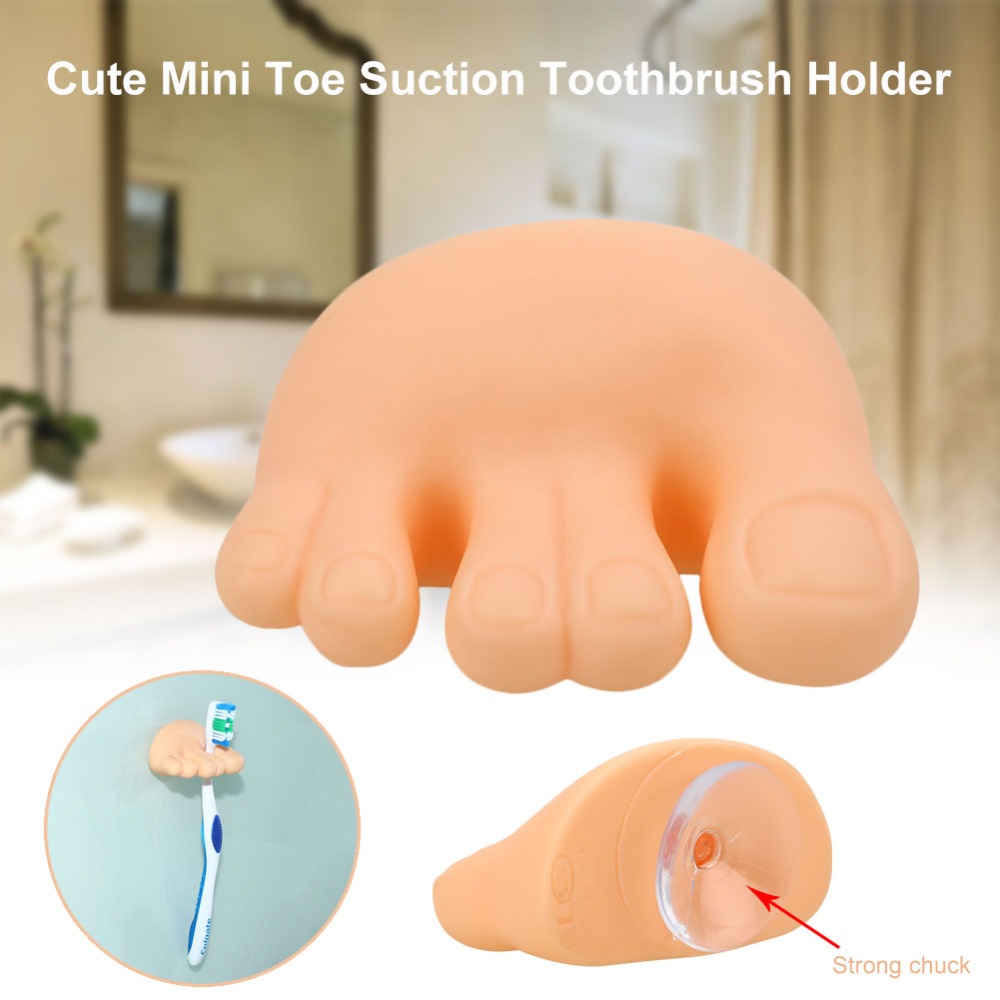

Cute mini toe Toothbrush Holder Box Hanging Suction Cup Bathroom Storage Rack Toothpaste Storage Holder Bathroom Wash Supplies VT0357