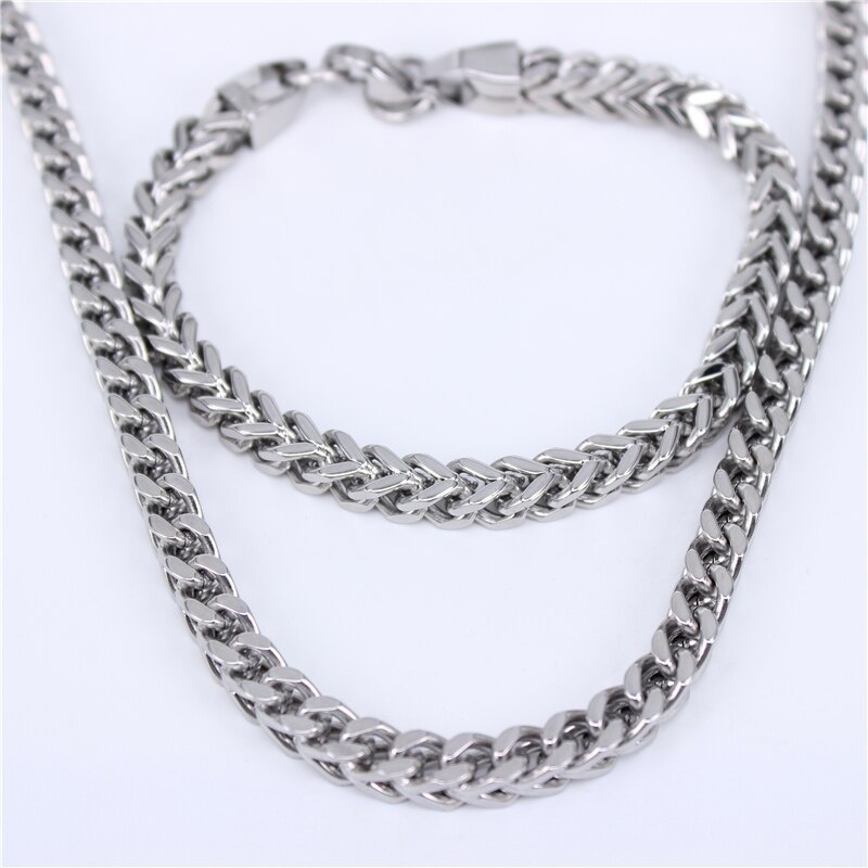 6 MM Grand Or Couleur Cubain Lien Chaîne Collier Et Bracelet Ensemble Hip Hop À La Mode Chunky Hommes Bijoux Ensemble