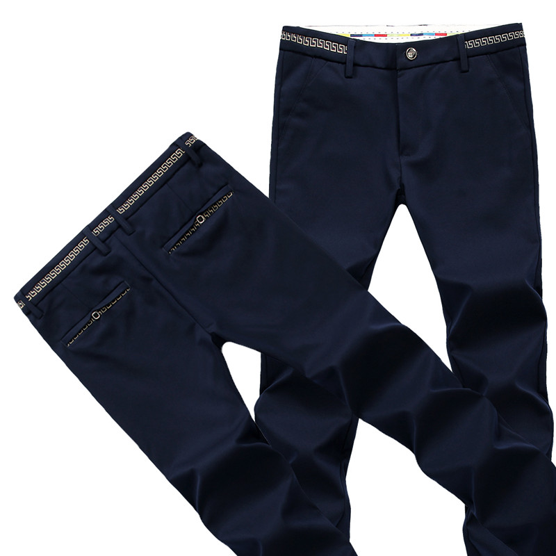 

Pants men 2018 spring and summer new British wind business slim casual pants / large size straight high quality cotton trousers, Black
