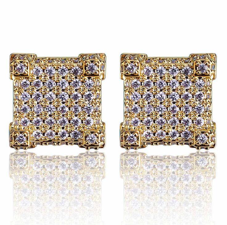 

Earring Cubic Zirconia 925 Sterling Silver Cubist Screw Back 18k Yellow Gold/Silver Plated Hypoallergenic 3D Square Stud Earring for Men an