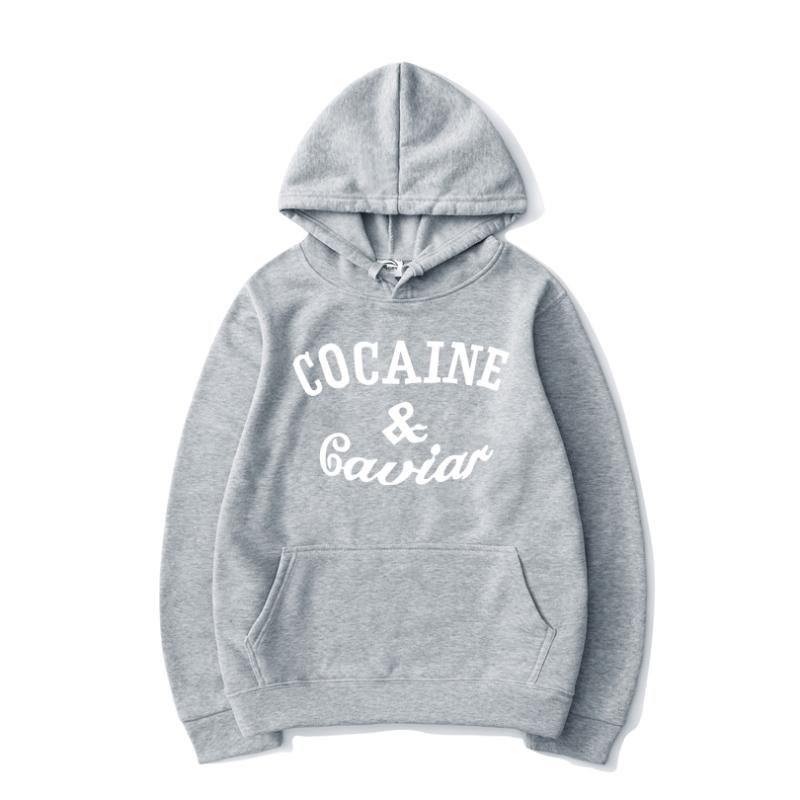 

Cocaines & Solid Color Letter Print Hoodies Men Women Sport Casual Hooded Sweatshirt Fashion Hoodie Hip Hop Pullover Tops, White