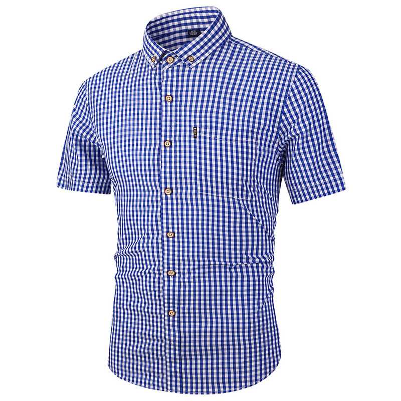 

Summer Plaid Shirt Men Shirts 2020 New Arrivals Chemise Homme Mens Shirts Short Sleeve Shirt Men Blouse Streetwear Fashion B724, Gray