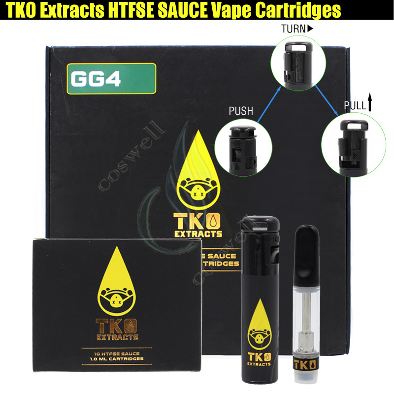 

TKO Extracts HTFSE Sauce Vape Cartridges 0.8ml 1.0ml Carts Ceramic Coil Thick Oil Vapor Pen Tank Matt Black Childproof Tube Flavors Stickers