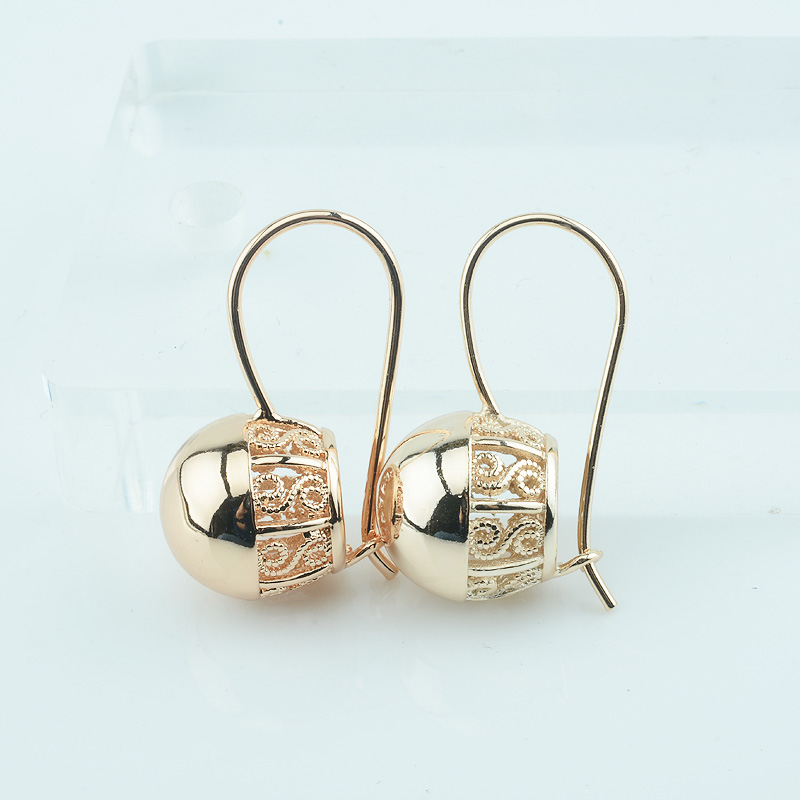 

Women Good Quality Dangle Earring New Smooth Ball 585 Gold Color Earring Jewelry