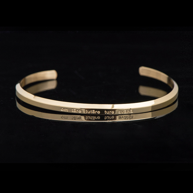 

Green Tara Bodhisattva Mantra Buddhist scriptures Titanium steel bracelet Adjustable Amulet Holiday gift Men and women