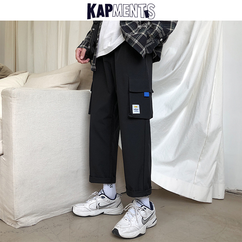 

KAPMENTS Men Black Harajuku Joggers Pants 2020 Overalls Mens Korean Fashions 5 Colors Sweatpants Women High Waist Harem Pants, Sky blue