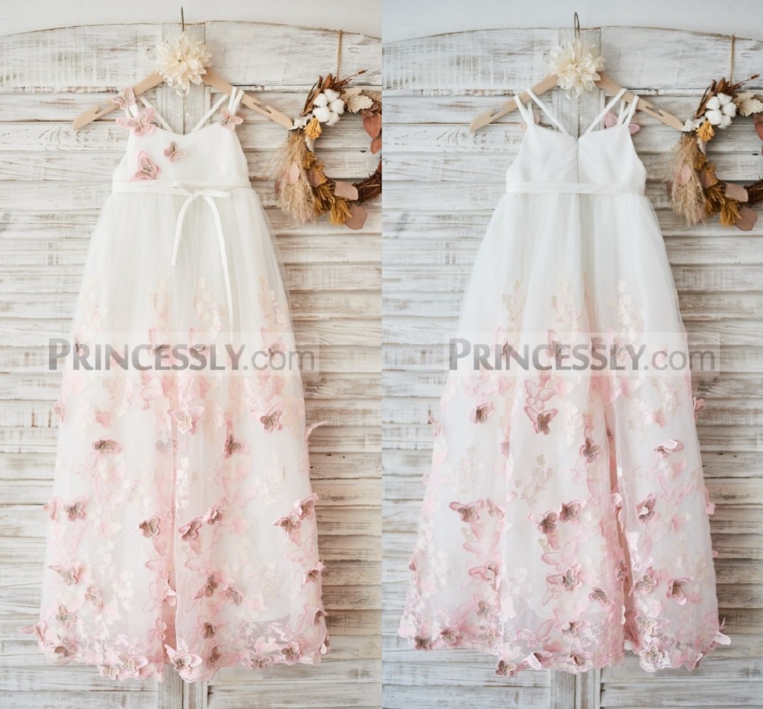 

Lovely A Line Flower Girl Dress Spaghetti Sleeveless Hand Made Flower Wedding Dress Floor Length Girl's Birthday Part, Green