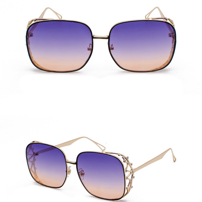 

Fashion Oversize Square Sunglasses 2019 Women Metal Half Frame Gradient Sun Glasses Female Shades Glasses UV400 9012