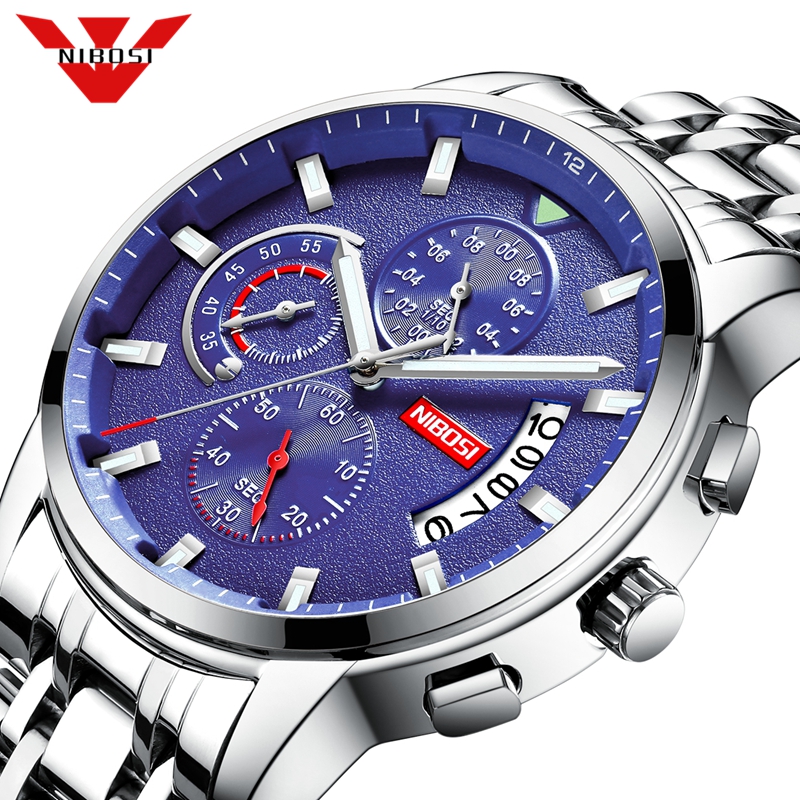 

NIBOSI 2019 Fashion Blue Mens Watches Top Brand Luxury Dress Watch Men Quartz Watch Casual Waterproof Clock Relogio Masculino, Black