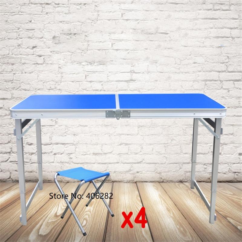 

Outdoor Folding Table With 4PCS Stool Camping Aluminium Alloy Picnic Waterproof Ultra-light Durable Foldable Table Desk 120*60CM