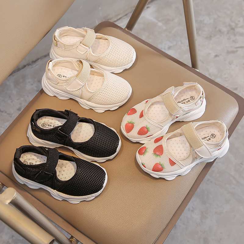 

Girls' shoes 2020 spring/summer new Korean version of children's sneakers strawberry mesh shoes casual breathable, Black