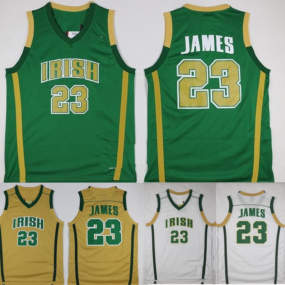

Mens Jersey LeBron James St. Vincent Mary High School Irish Basketball Shirts #23 Stitched Jerseys Shirts -XXL, Colour 1