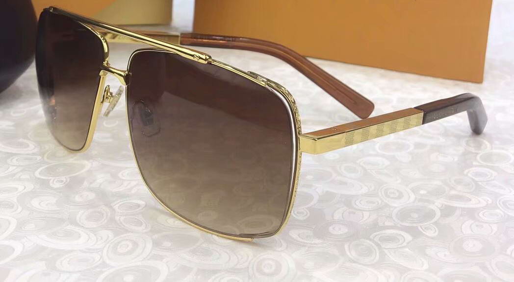 

Attitude Runway Square Sunglasses Metal Gold Frame Brown Shaded Lenses Sunglasses for Men Shades UV Protection Eyewear New with Box