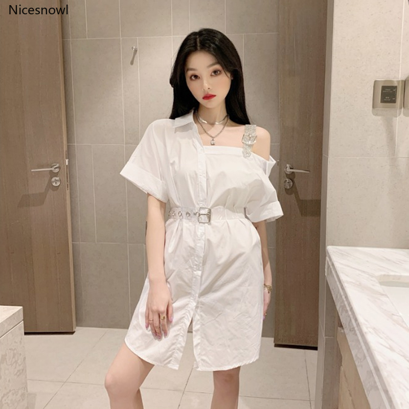 

Nicesnowl new design Short Sleeve Elegant Blouse and Skirt Summer Non-Mainstream Dress Women with Waistband long dress, Beige