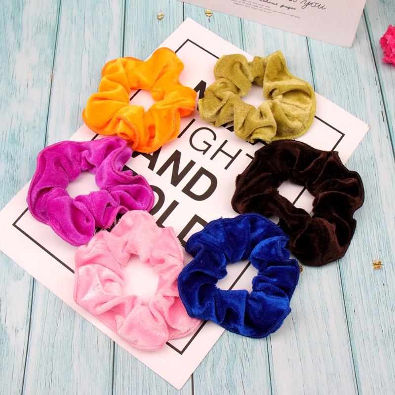 

Xugar Hair Accessories Velvet Hair Scrunchies Women Solid Color Ponytail Holder Girls Elastic Rope Gum For