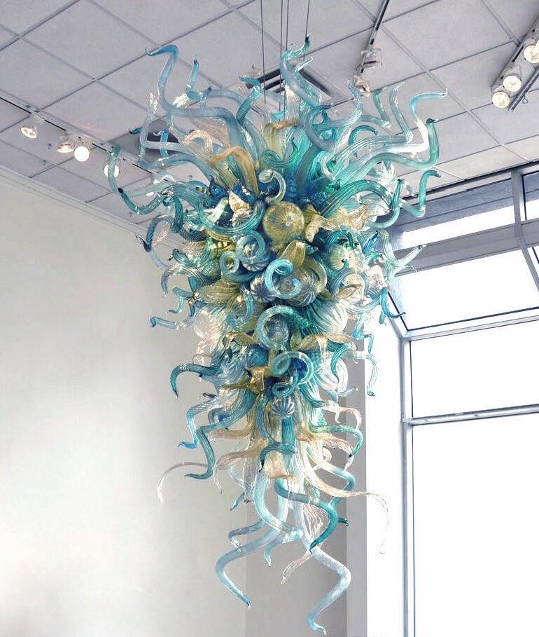 

Pendant Lamps Floral Hand Blown Glass Chandeliers Modern LED Pendant-Light Art Special Shaped Acrylic Chandelier Lighting