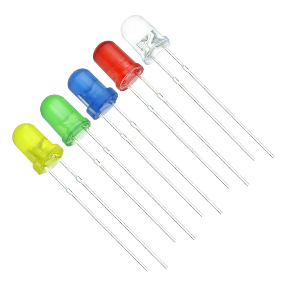 

5 Colors 5mm Round LED Diode Light Bulb Super Bright Emitting Diodes Lamp Green Yellow Blue White Red Electronic Assorted DIY Kit