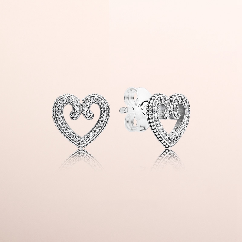 

Heart Swirl Stud Earrings Authentic 925 Sterling Silver CZ Diamond Women Earring Original Box for Pandora Hearts Fashion earrings