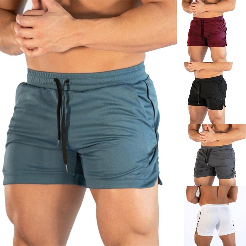 

Men Solid Elastic Waist Workout Training Shorts Pants Running Sweatshorts with Drawstring Sports Casual Fitness Shorts, Black