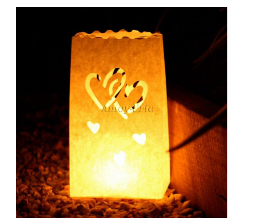 

40pcs Double Heart light Holder Luminaria Paper Lantern Candle Bag For Wedding Confession Christmas Party home Decoration