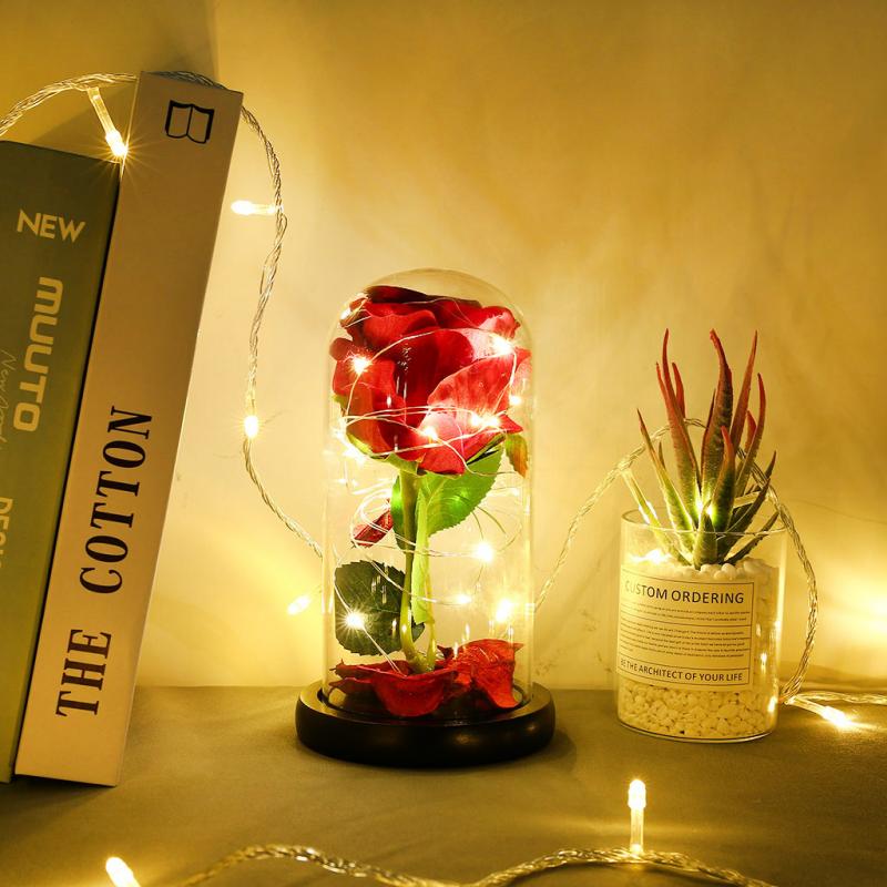 

2020 Romantic Rose Glass Cover Decorative LED Night Light Valentine's Day Best Gifts For Valentine's Day Birthday Party Home, Small size
