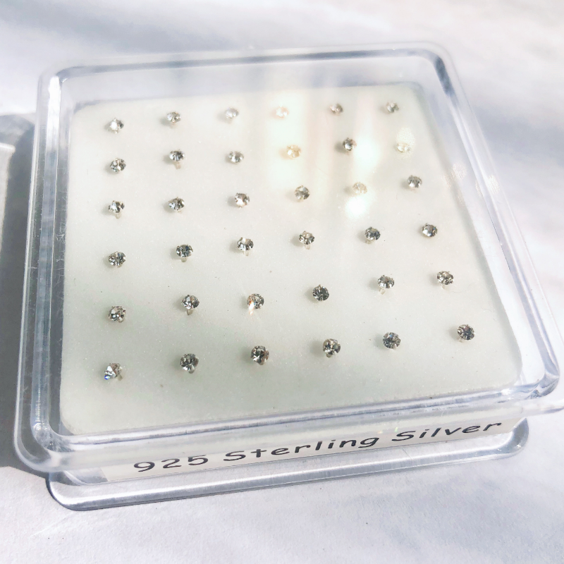 

Other 36pcs 2mm Clear Crystal 925 Sterling Silver Rhinestone Gold Color Nose Studs Piercing Jewelry For Women Men Wholesale 2021