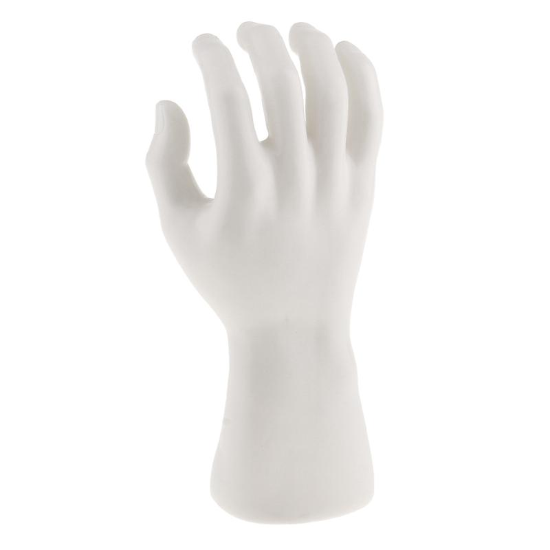 White 1 Pair Male Display Holder Mannequin Hand Jewelry Ring Bracelet Stand Rack