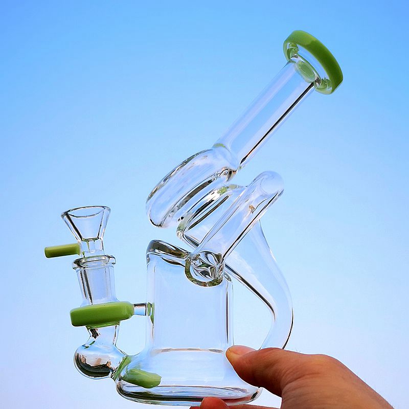 

Unique Bong Sidecar Glass Dab Rig Recycler Glass Water Pipes 4mm Thick Oil Rig Glass Beaker Bong With 14mm Bowl