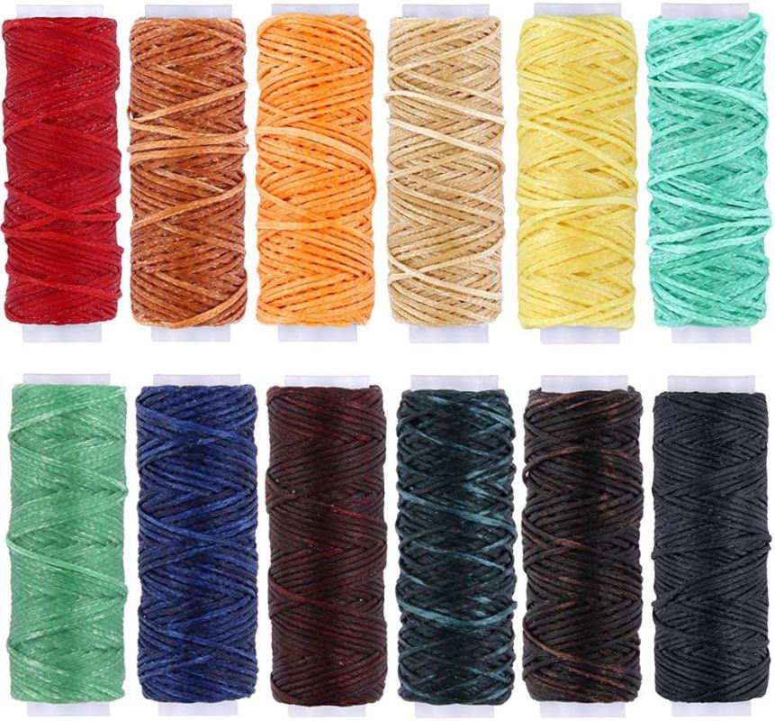 

12 Colors 150D Leather Sewing Waxed Thread Cord for Leather Craft DIY, 1mm Diameter,Each of 13 Yards, As pic