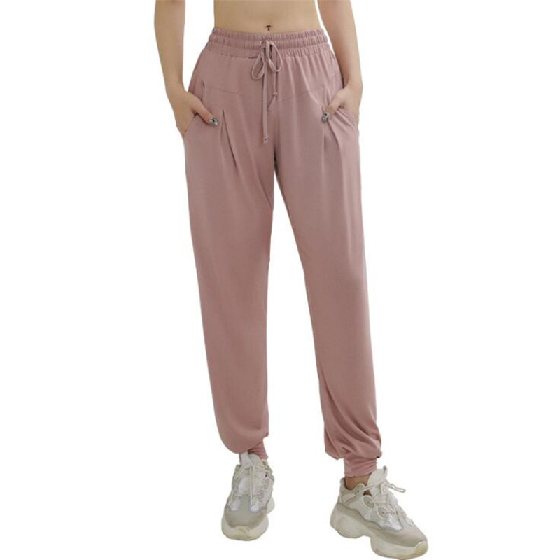 

Naked-feel Fabric Workout Sport Joggers Pants Women Waist Drawstring Fitness Running Sweatpants With Two Side Pocket Yoga Pants, Black
