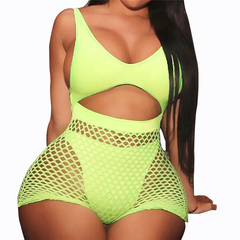 

Women Sexy Two Piece Fishnet Swimwear High Waist Shorts 2 Pieces Bikini Set Tanga Swimming Suit Push Up Mesh Neon Swimsuit Y19062901, Black