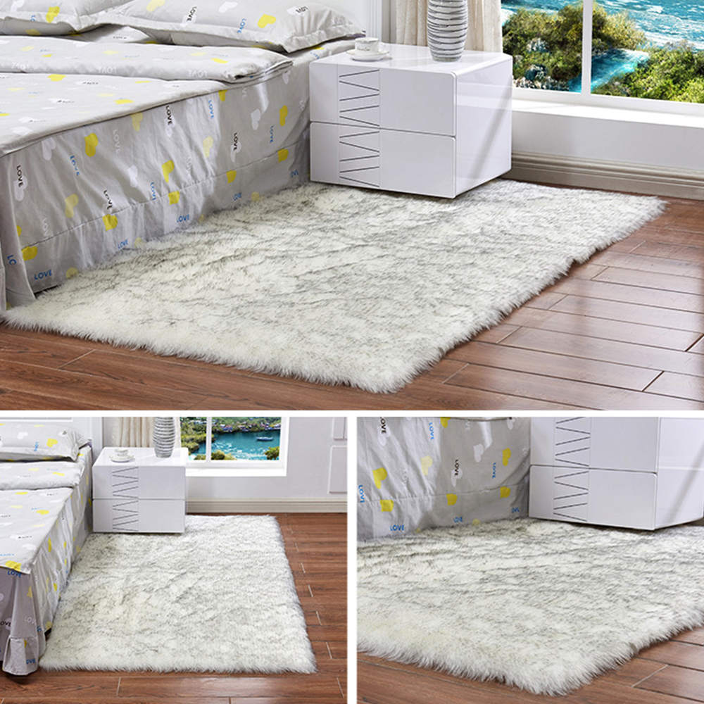 

Artificial Washable Wool Carpet Rectangle/Square Garnish Faux Mat Seat Pad Plain Skin Fur Plain Fluffy Area Rugs Home Textile