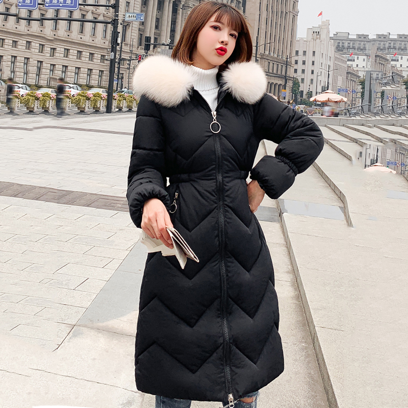 

2019 New 6 Colors Winter Jacket Women Slim Ladies Hooded Thicken Parka Warm Hooded Faux Fur Female Long Coat, Beige