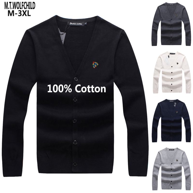 

High quality New Men's V-neck cardigan long sleeve sweaters 100% Cotton casual knitted mens sweaters Fashion Mens outerwear, Black