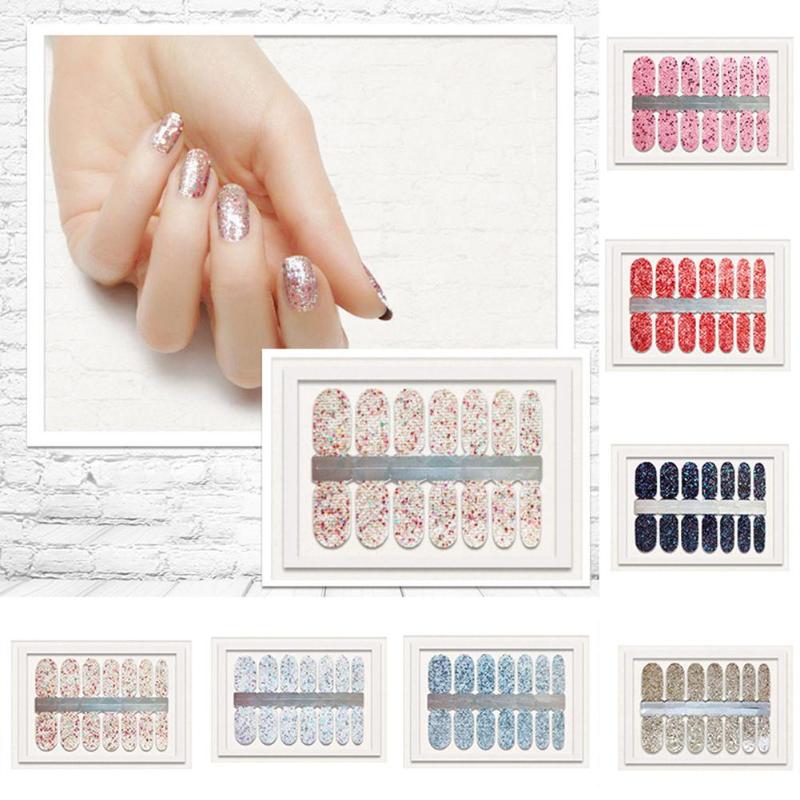 

Glitter Nail Stickers Full Cover Adhesive Decor Women Nail Art Sticker Set Water Decal Slider Wrap Tools Professional Stickers, 10