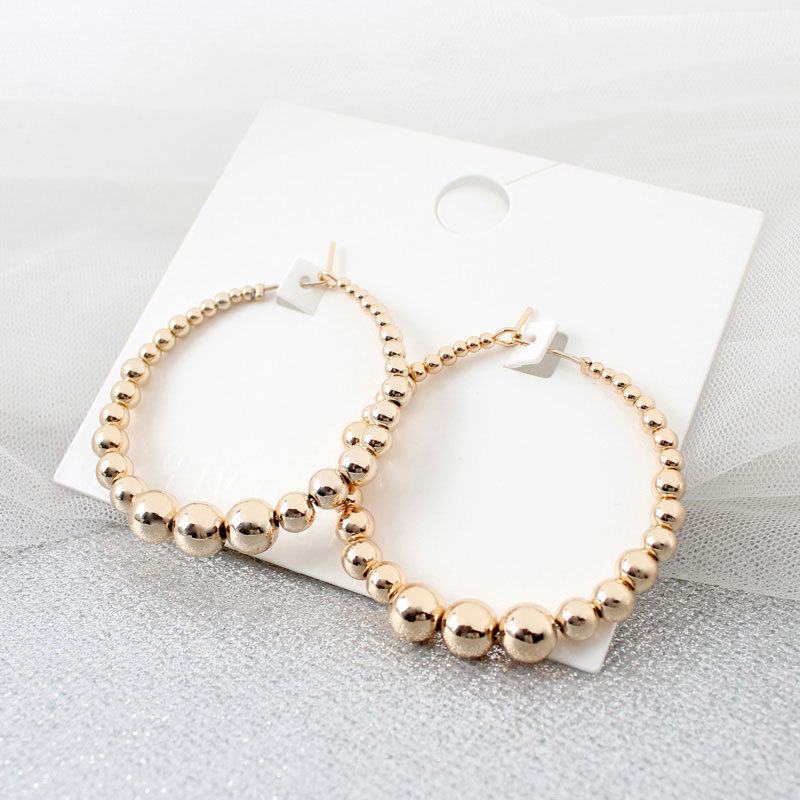 

Gold Color Bead Hoop Earrings for Women Exaggerates Oversize Circle Ear Rings Earrings Fashion Punk Nightclub Party Jewelry
