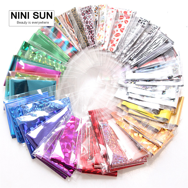 

20pcs/lot Foil Nail Art Sticker Transparent Nail Foil Silver Golden Flowers Lace Design Transfer Foils Decal Nails Mix designs, Mix 20 designs