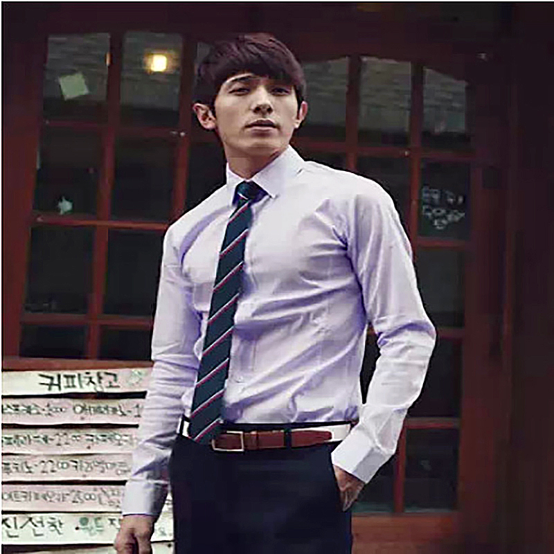 

2020 men's shirt solid color cotton handsome shirt summer business dress Korean multiple color suit shows temperament hot, White;black