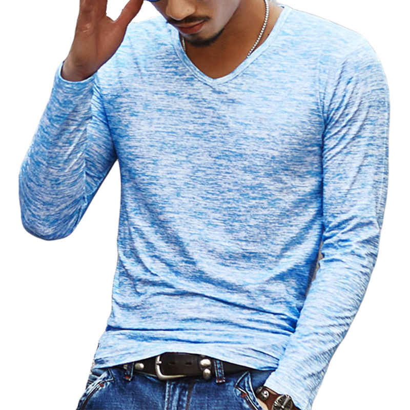 

Spring Men Basic T Shirt Long Sleeve Slim Casual Men Tops Stretch Pullover Tee Chemise Homme Brand Clothing -3XL