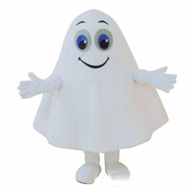 

2019 Halloween White Ghost Mascot Costume Cartoon specter Anime theme character Christmas Carnival Party Fancy Costumes Adult Outfit, As pic