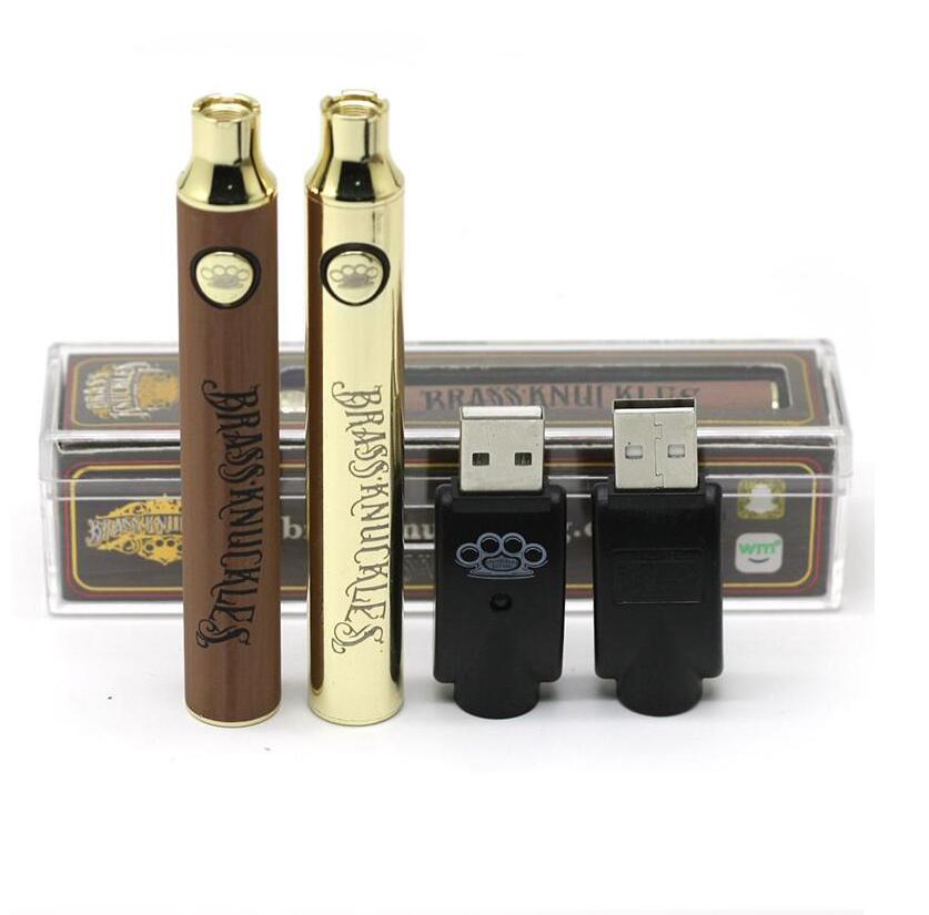 

BK Brass Knuckles Battery Gold 650mah 900mAh Wood SS Vape Pen Preheat VV Variable Voltage Battery For 510 Kingpen Thick Oil Cartridge Tank