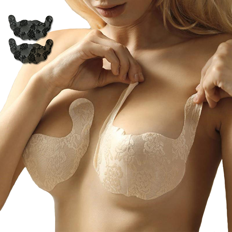 

Sexy Bras For Women Adhesive Push Up Bra Pads Strapless Invisible Breast Lift Tape Lace Bralette Stickers Sticky Bra Lingerie, Beige-huabian