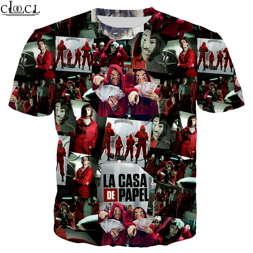

2020 New La Casa De Papel Men T Shirt 3D Print Unisex Tops Money Heist The Paper House Casual Streetwear, T shirt 1