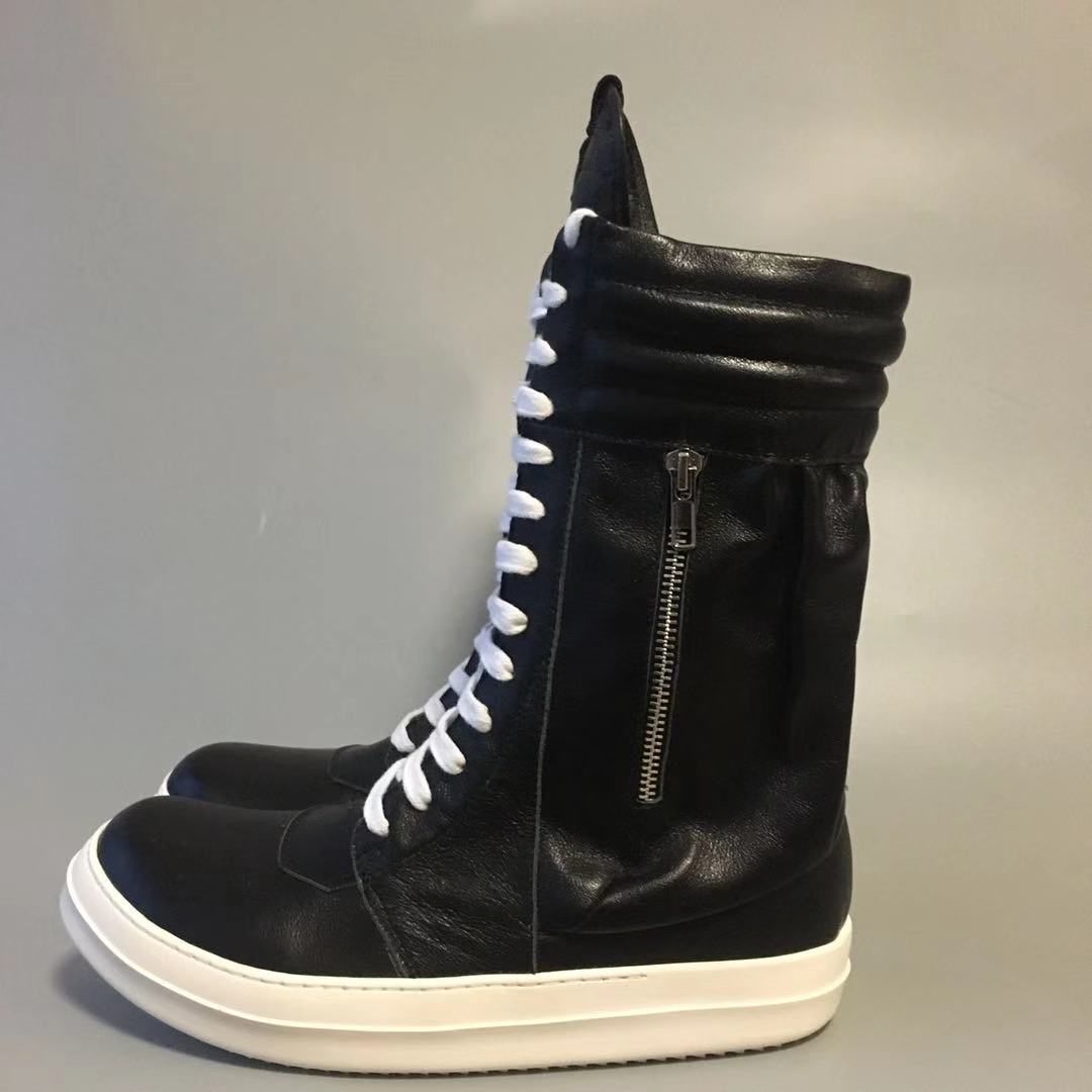 

Hot Sale- high-top lace zipper boots fashion wild cowhide strap casual shoes